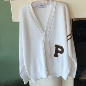 Marlomar Corp Button Up Cardigan Letter P Collegiate Unisex Vintage